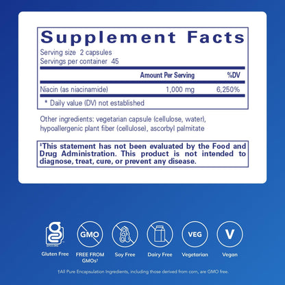 Pure Encapsulations Niacinamide – Vitamin B3 for Metabolism & Joint Mobility | 90 Caps
