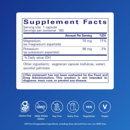 Pure Encapsulations Potassium Magnesium (Aspartate) | Heart, Muscle & Nerve Health | 180 Capsules