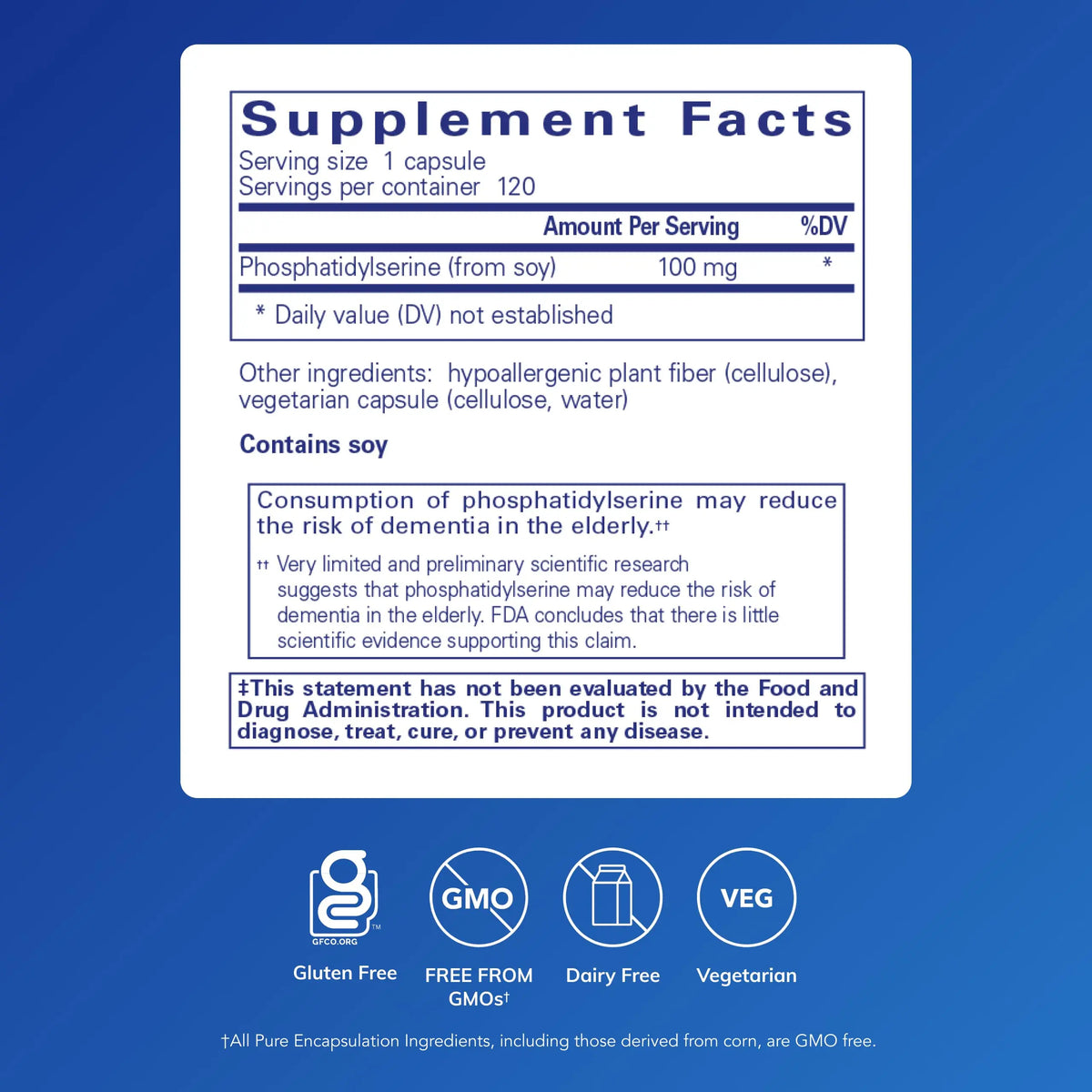 Pure Encapsulations PS 100 | Phosphatidylserine Brain Support Supplement | 120 Capsules BritishVita | Premium UK Vitamins & Wellness Supplements