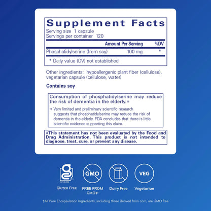 Pure Encapsulations PS 100 | Phosphatidylserine Brain Support Supplement | 120 Capsules BritishVita | Premium UK Vitamins & Wellness Supplements