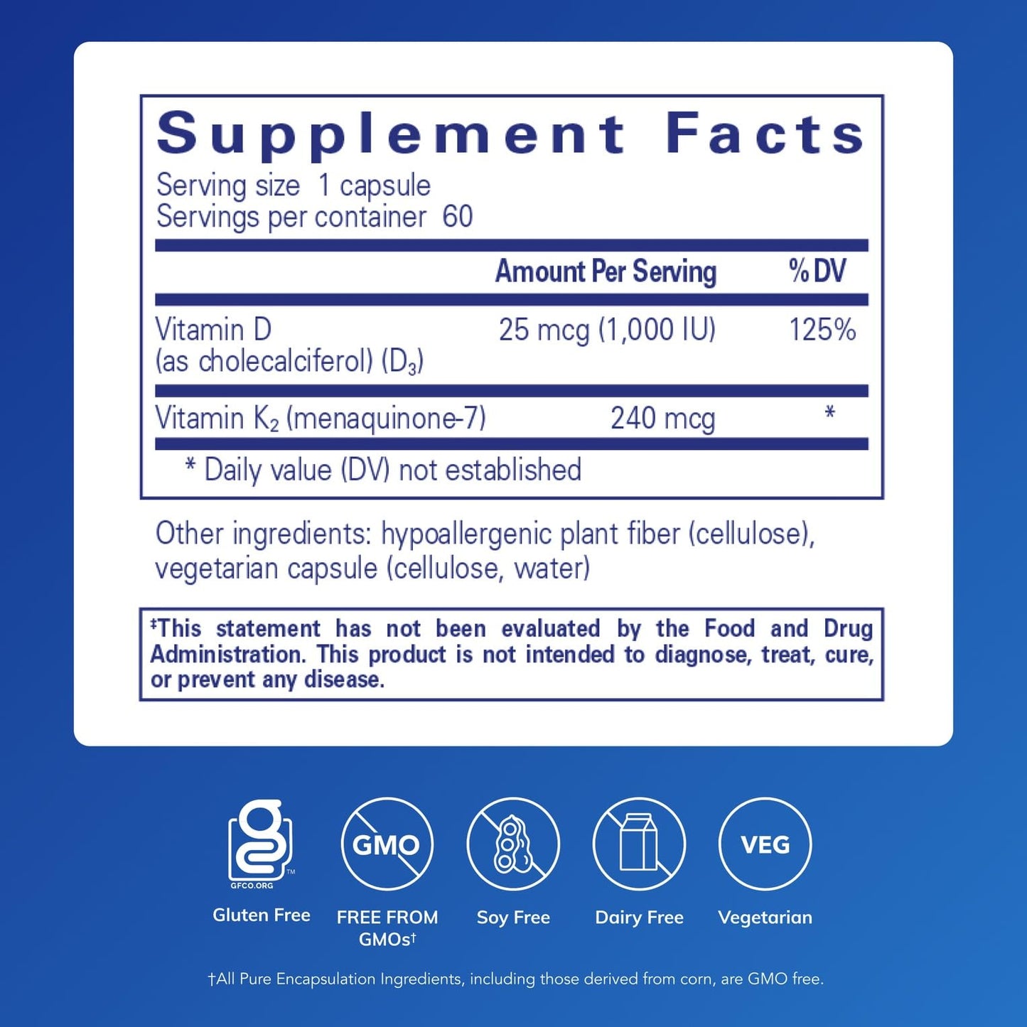 Pure Encapsulations PureHeart K2D – Vitamin K2 (MK7) & Vitamin D3 Heart Health Supplement – 60 Vegetarian Capsules