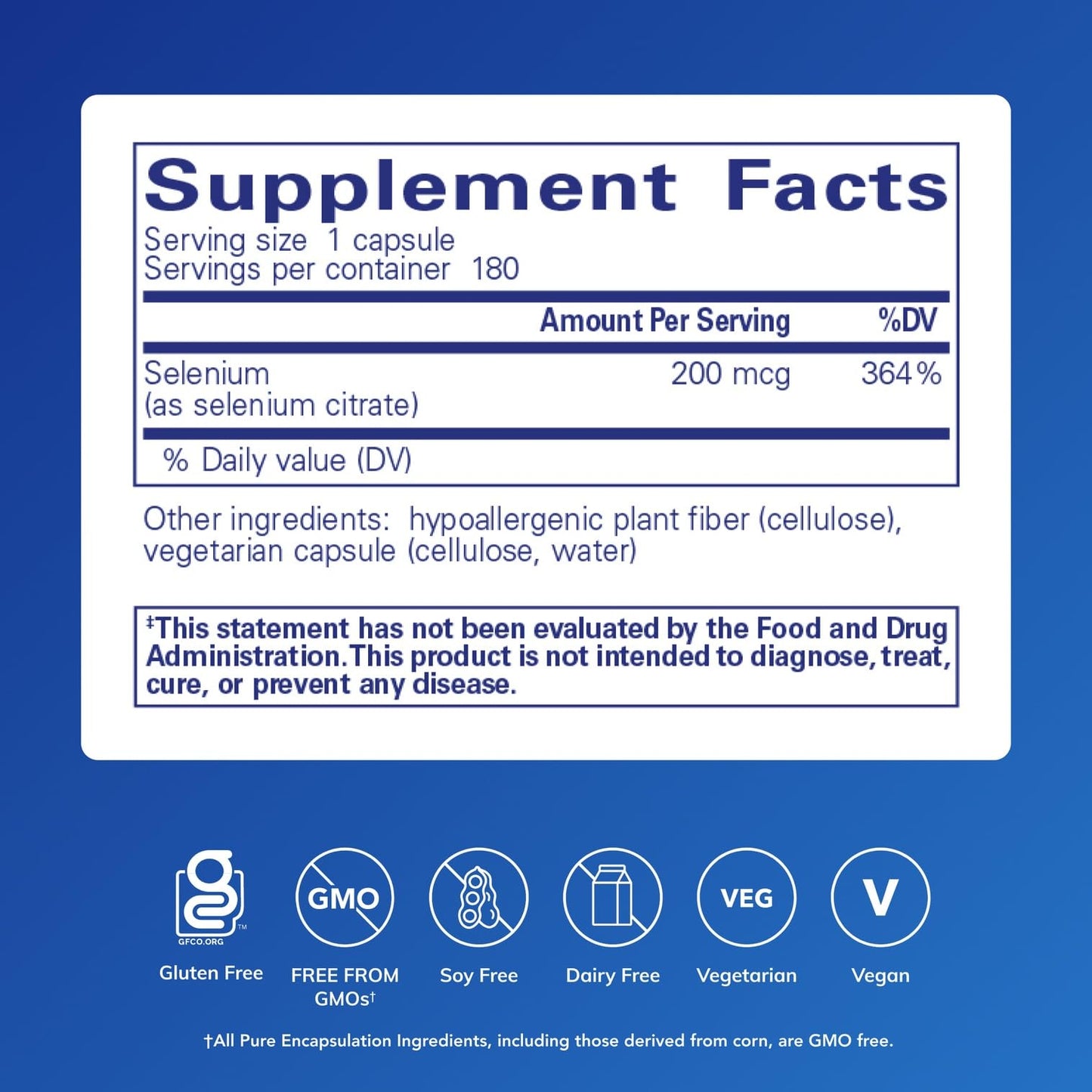 Pure Encapsulations Selenium (Citrate) – Immune Support, Antioxidant Health, Gluten Free & Vegan | 180 Capsules