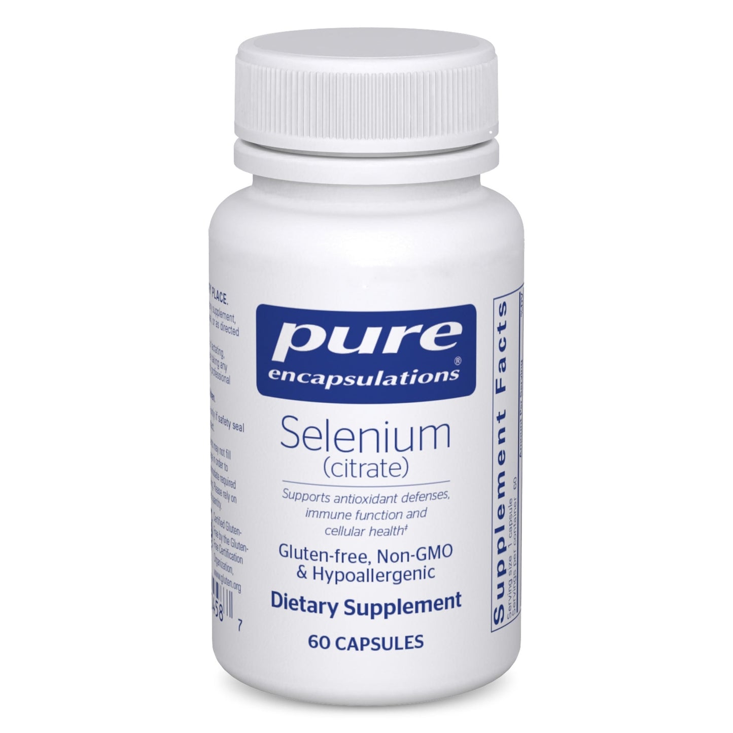 Pure Encapsulations Selenium (Citrate) - Immune Support, Antioxidant & Blood Flow - Gluten Free & Vegan - 60 Capsules