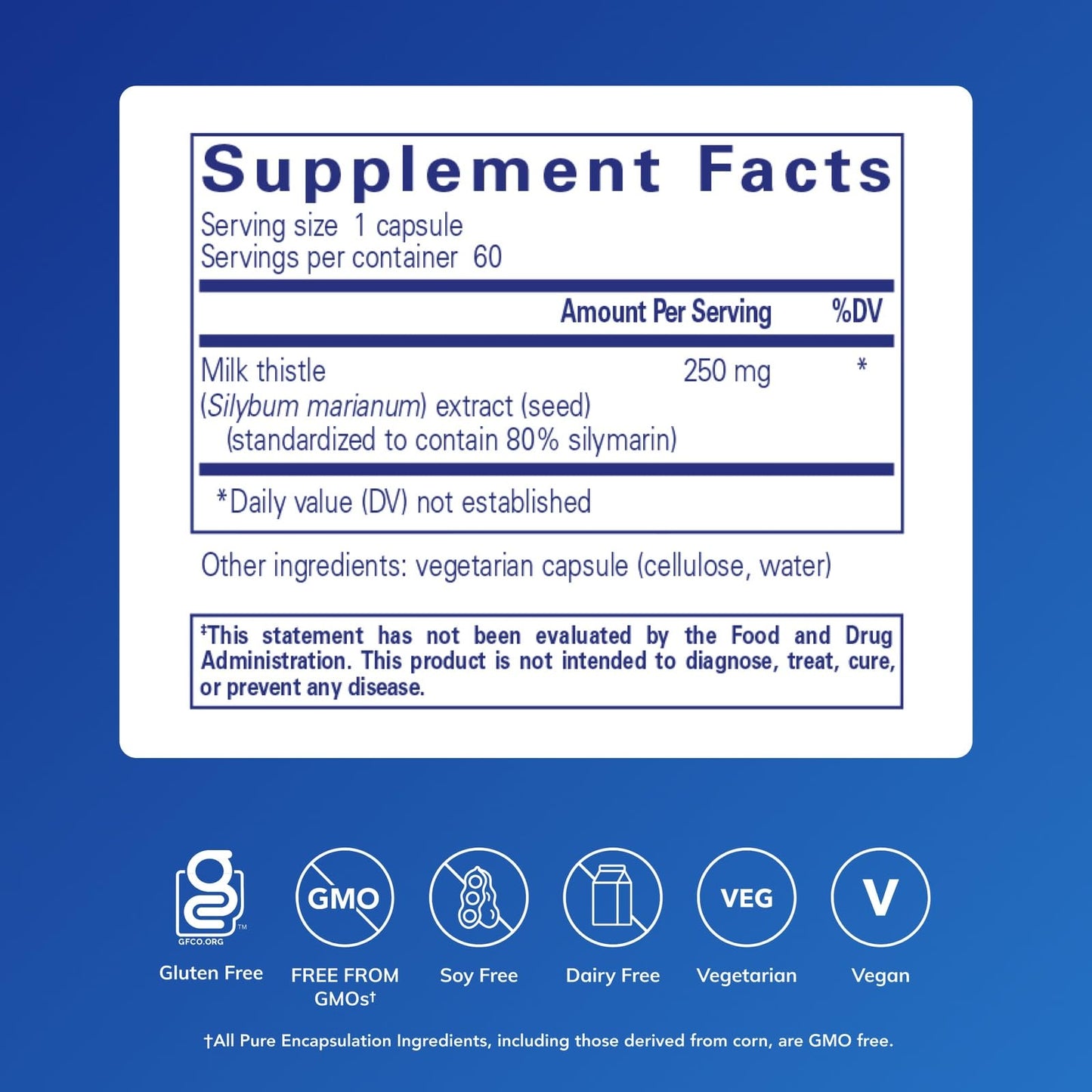 Pure Encapsulations Silymarin 250 mg Milk Thistle – Liver Support – Vegan & Non-GMO – 60 Capsules