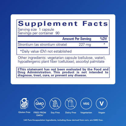 Pure Encapsulations Strontium (Citrate) | Hypoallergenic Dietary Supplement to Support Healthy Bones* | 90 Capsules