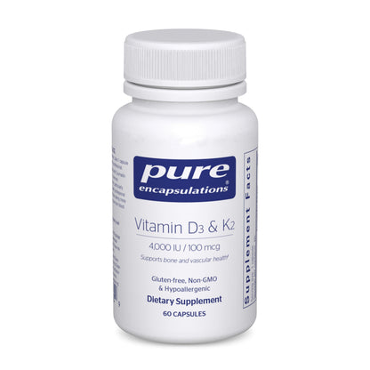 Pure Encapsulations Vitamin D3 & K2 – Bone & Vascular Health (60 Caps)