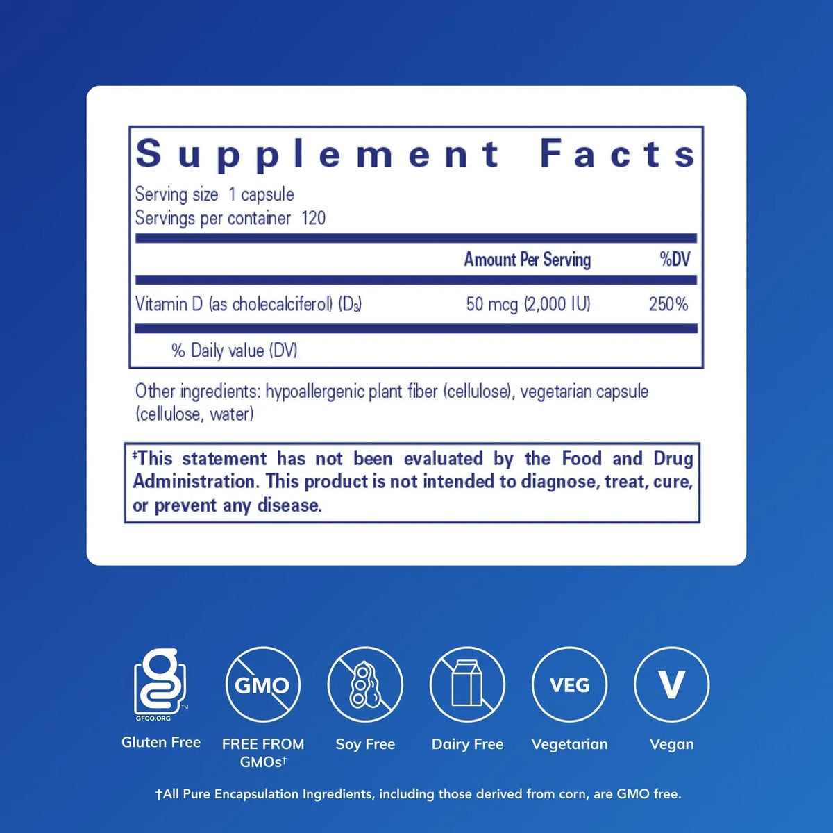 Pure Encapsulations Vitamin D3 Vegan - 120 Capsules | Immune, Bone & Cardiovascular Health BritishVita | Premium UK Vitamins & Wellness Supplements