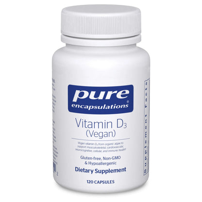 Pure Encapsulations Vitamin D3 Vegan - 120 Capsules | Immune, Bone & Cardiovascular Health BritishVita | Premium UK Vitamins & Wellness Supplements
