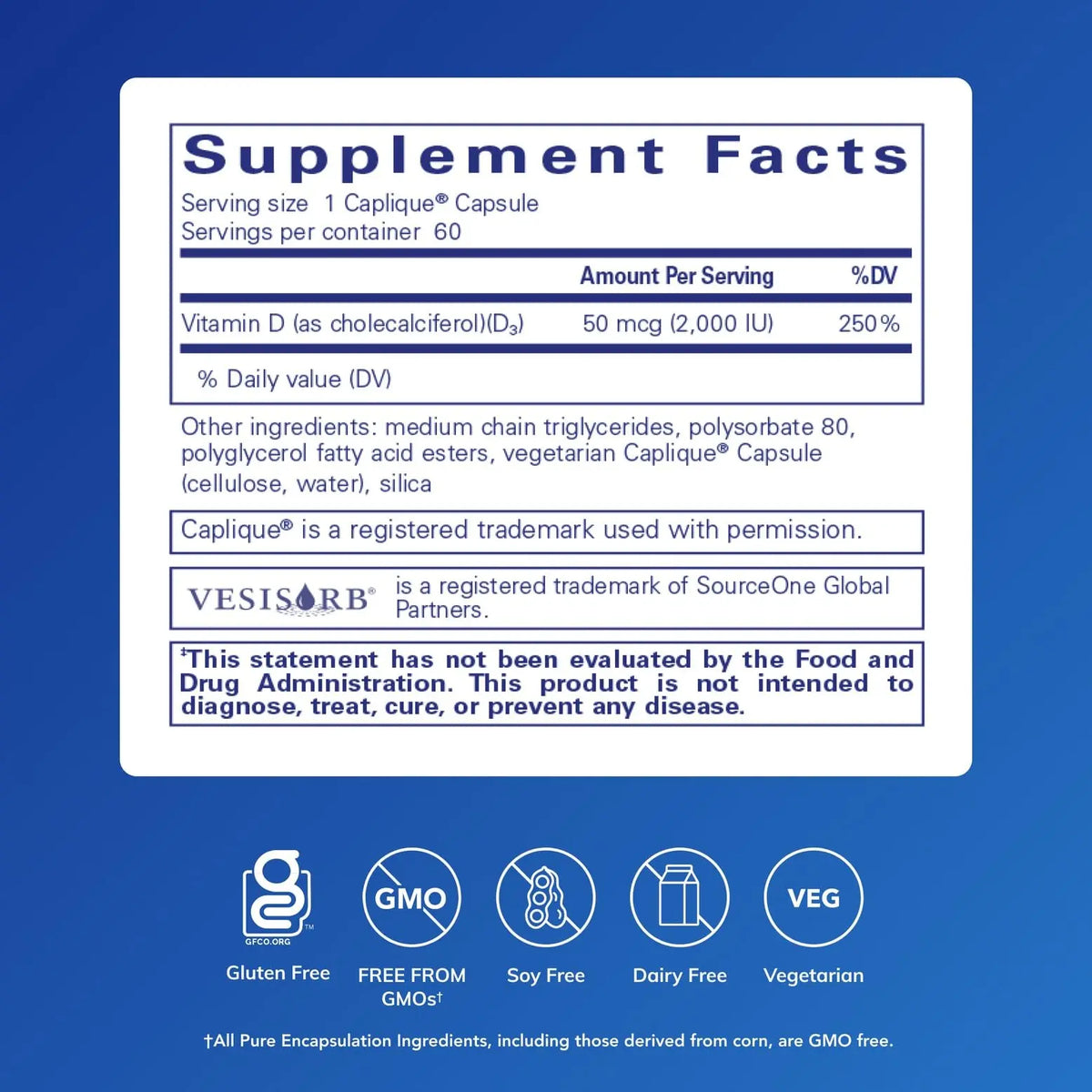 Vitamin D3 VESIsorb by Pure Encapsulations | Supports Bones, Heart, Colon, Breast Health | 60 Caplique Capsules BritishVita | Premium UK Vitamins & Wellness Supplements
