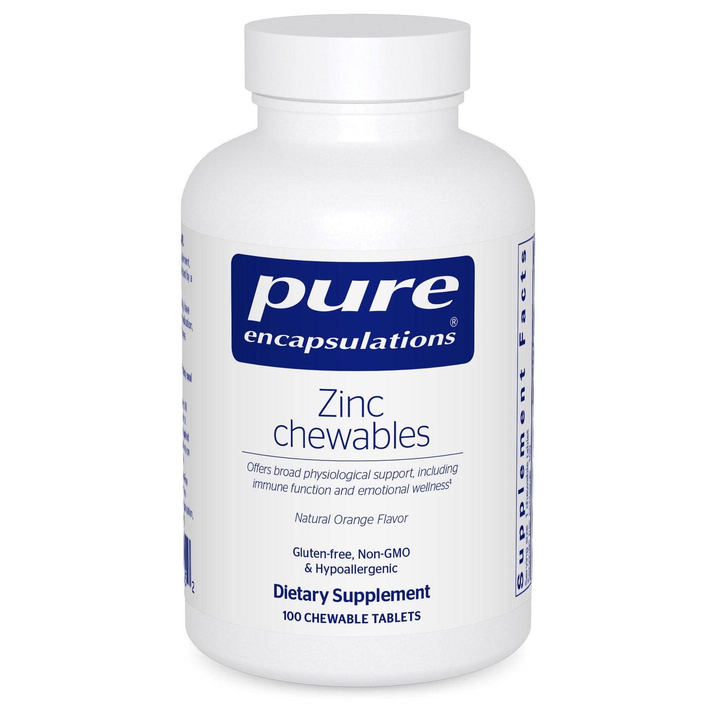 Pure Encapsulations Zinc Chewables | Immune Support, Growth & Wound Healing | 100 Orange Tablets