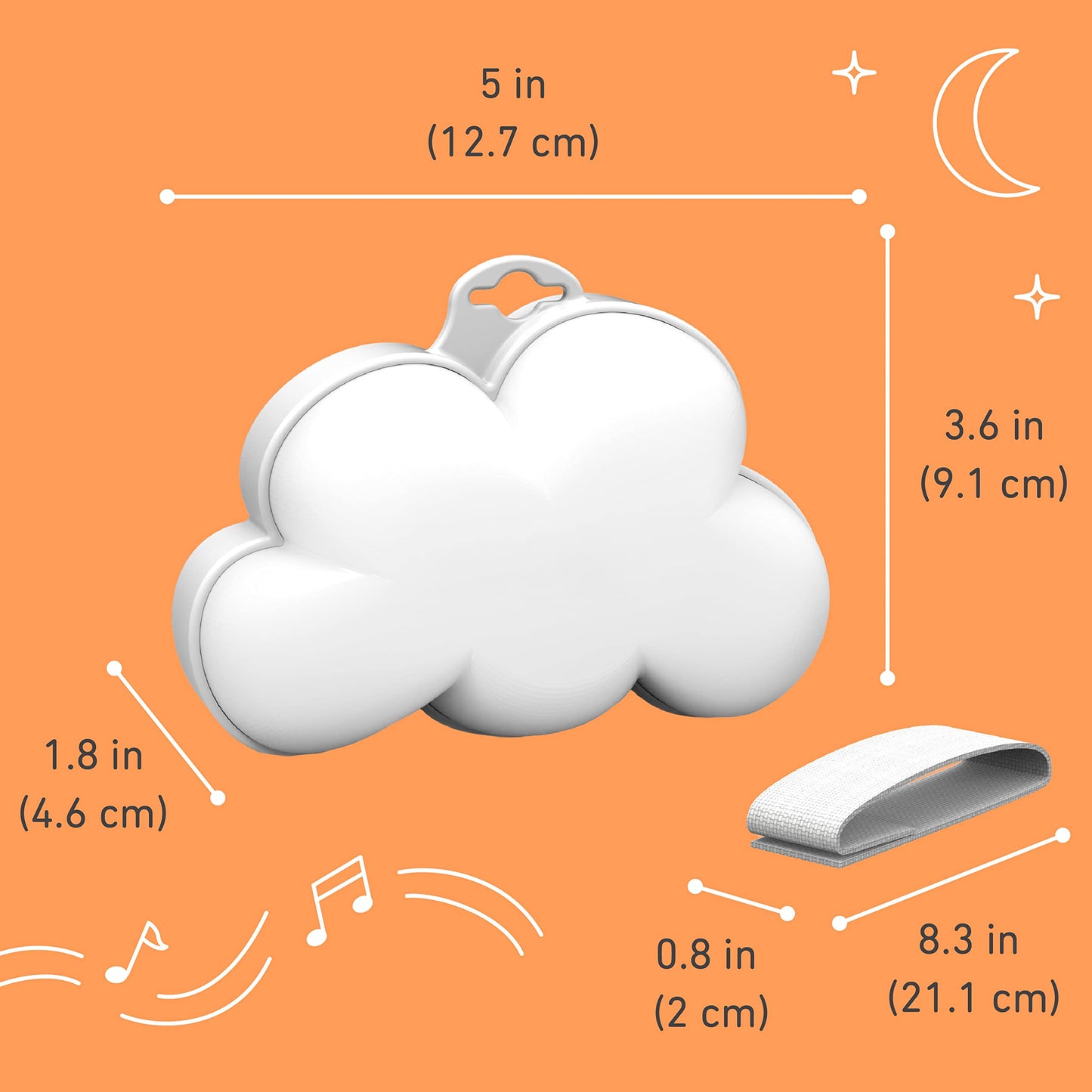 Pure Enrichment PureBaby Cloud Portable Sound Machine & Night Light, 15 Sounds, Battery-Operated, Travel-Friendly