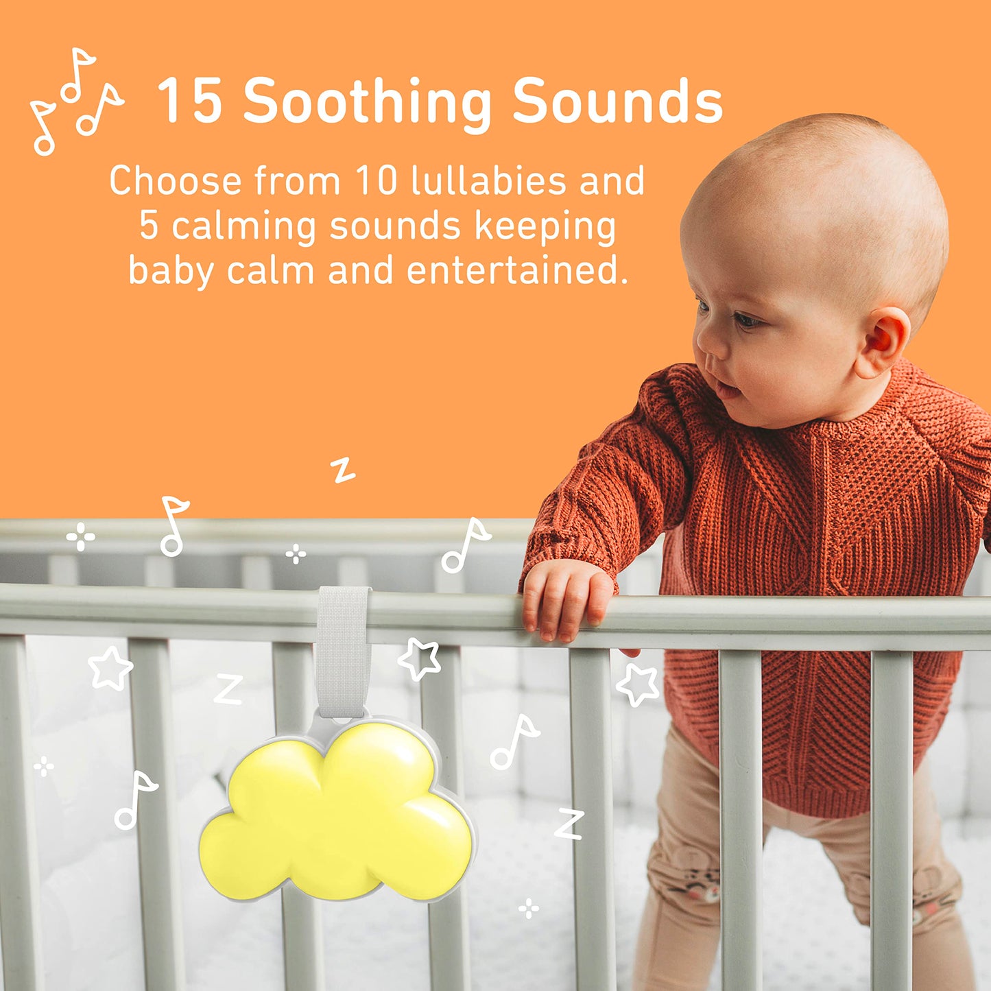 Pure Enrichment PureBaby Cloud Portable Sound Machine & Night Light, 15 Sounds, Battery-Operated, Travel-Friendly