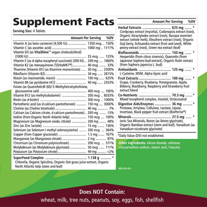 LifeEssence Multivitamin by Pure Essence Labs – 240 Tablets (Women & Men)