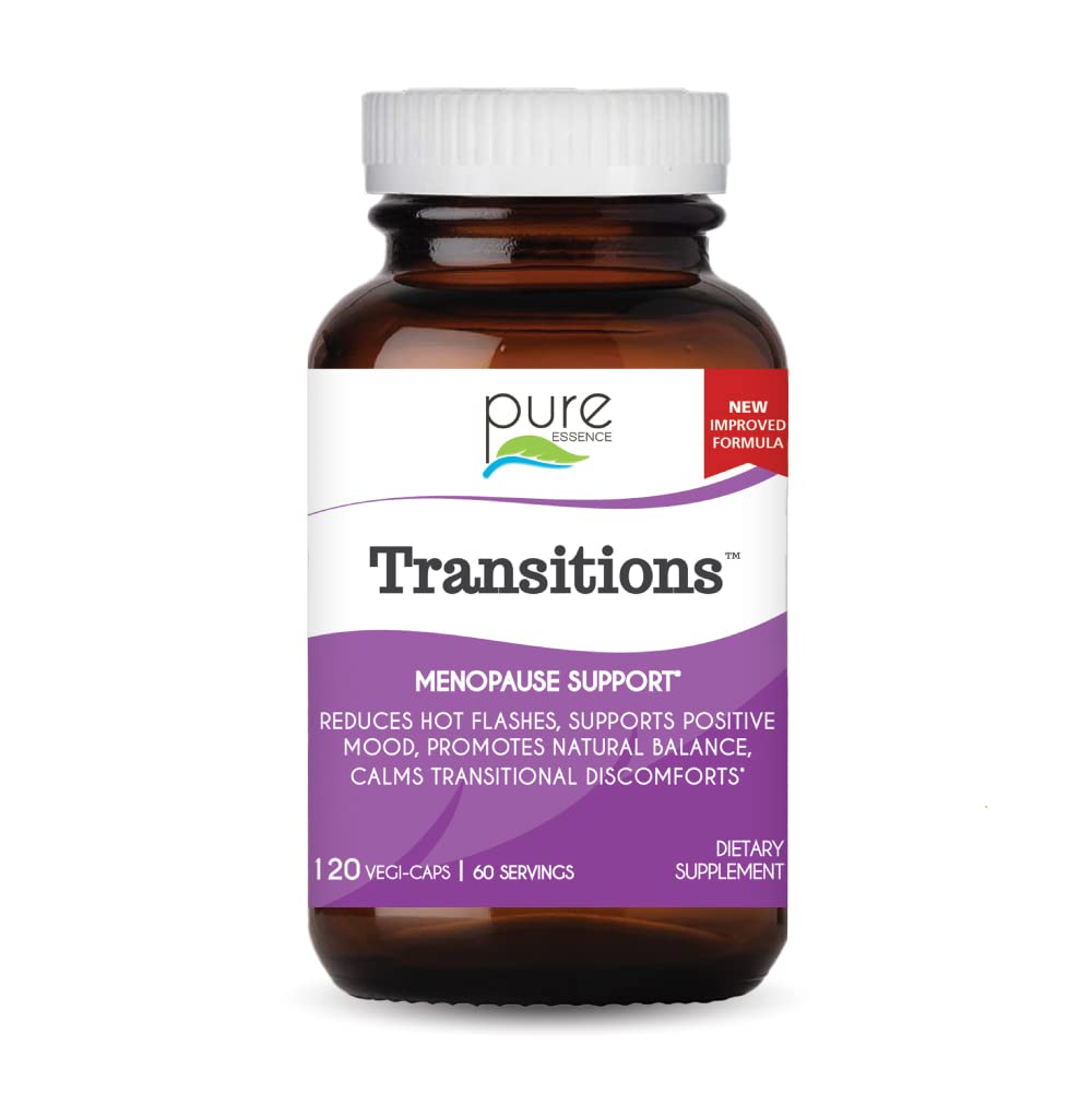 Pure Essence Labs Transitions: Natural Menopause Relief for Hormone Balance | 120 Capsules