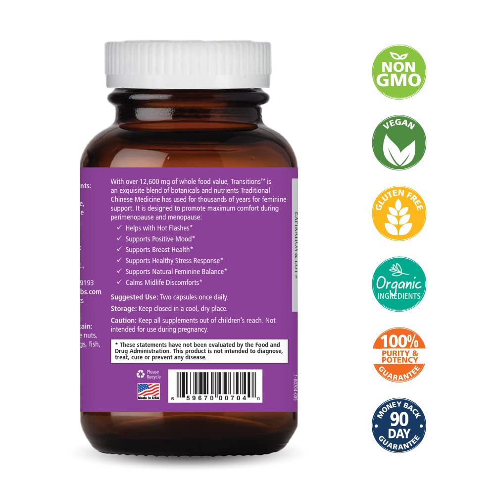 Pure Essence Labs Transitions: Natural Menopause Relief for Hormone Balance | 120 Capsules