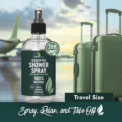 Pure Eucalyptus Shower Spray Travel Size (3.4oz) – 100% Organic Eucalyptus Oil – TSA Approved – Made in USA
