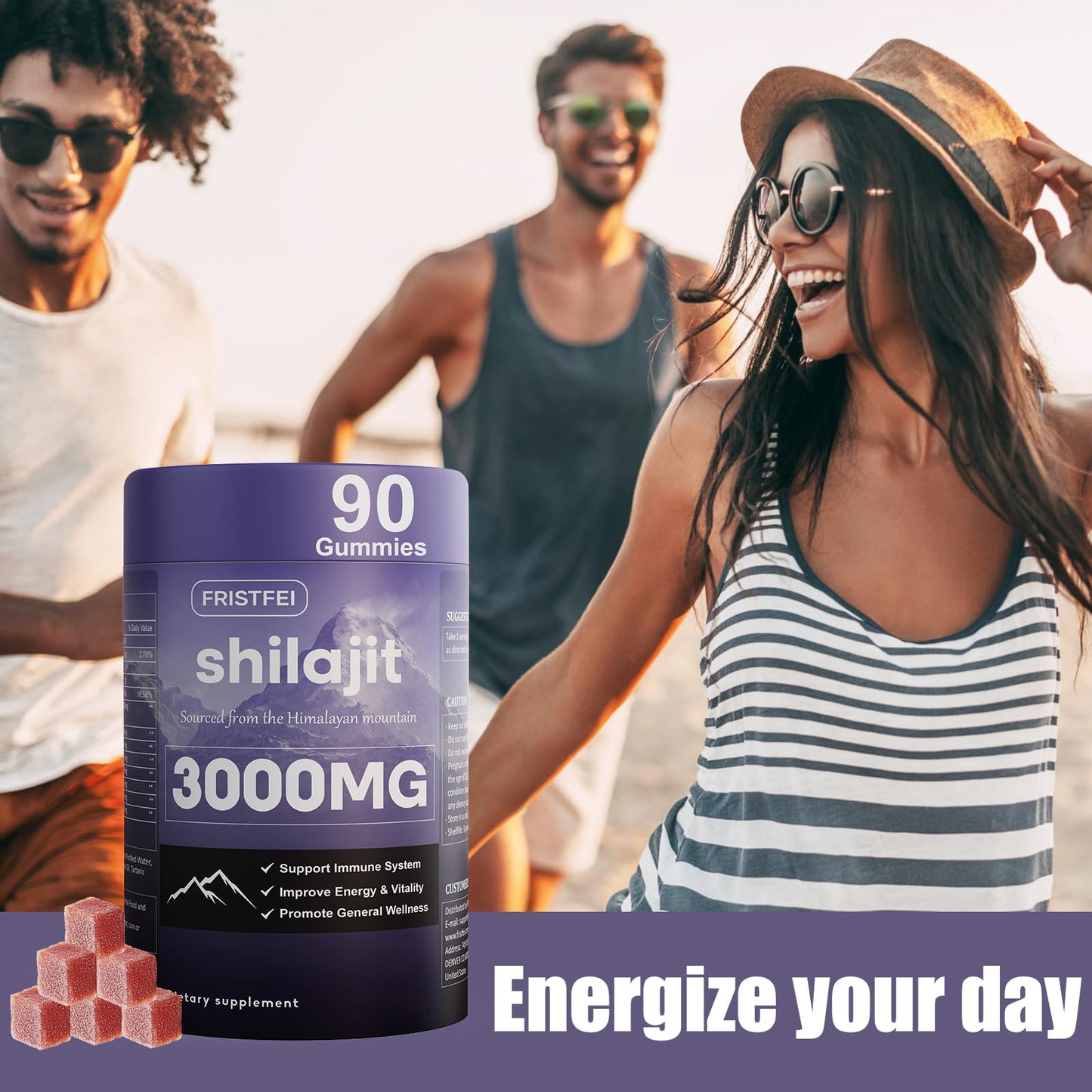 Pure Himalayan Shilajit Gummies for Men & Women - 100% Natural & Organic | 85+ Trace Minerals & Fulvic Acid | 90 Count | Individually Packaged