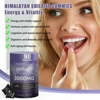 Pure Himalayan Shilajit Gummies for Men & Women - 100% Natural & Organic | 85+ Trace Minerals & Fulvic Acid | 90 Count | Individually Packaged