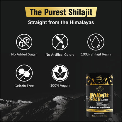 Pure Himalayan Shilajit Gummies – 75%+ Fulvic Acid, Gold-Grade | Energy & Immunity