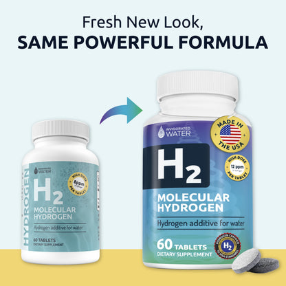 Invigorated Water Hydrogen Tablets – 12 PPM H2, 60 Servings, Non-GMO