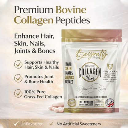 Pure Hydrolysed Bovine Collagen Peptides TYPE I, II, III & X - 500g BeYouty Collagen™