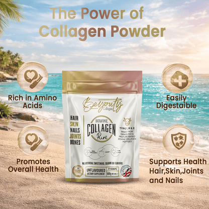 Pure Hydrolysed Bovine Collagen Peptides TYPE I, III & X - 500g BeYouty Collagen™
