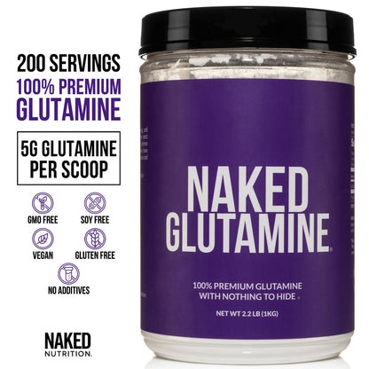 Pure L-Glutamine – Made in the USA, 1000g (200 Servings) – Vegan, Non-GMO, Gluten & Soy Free
