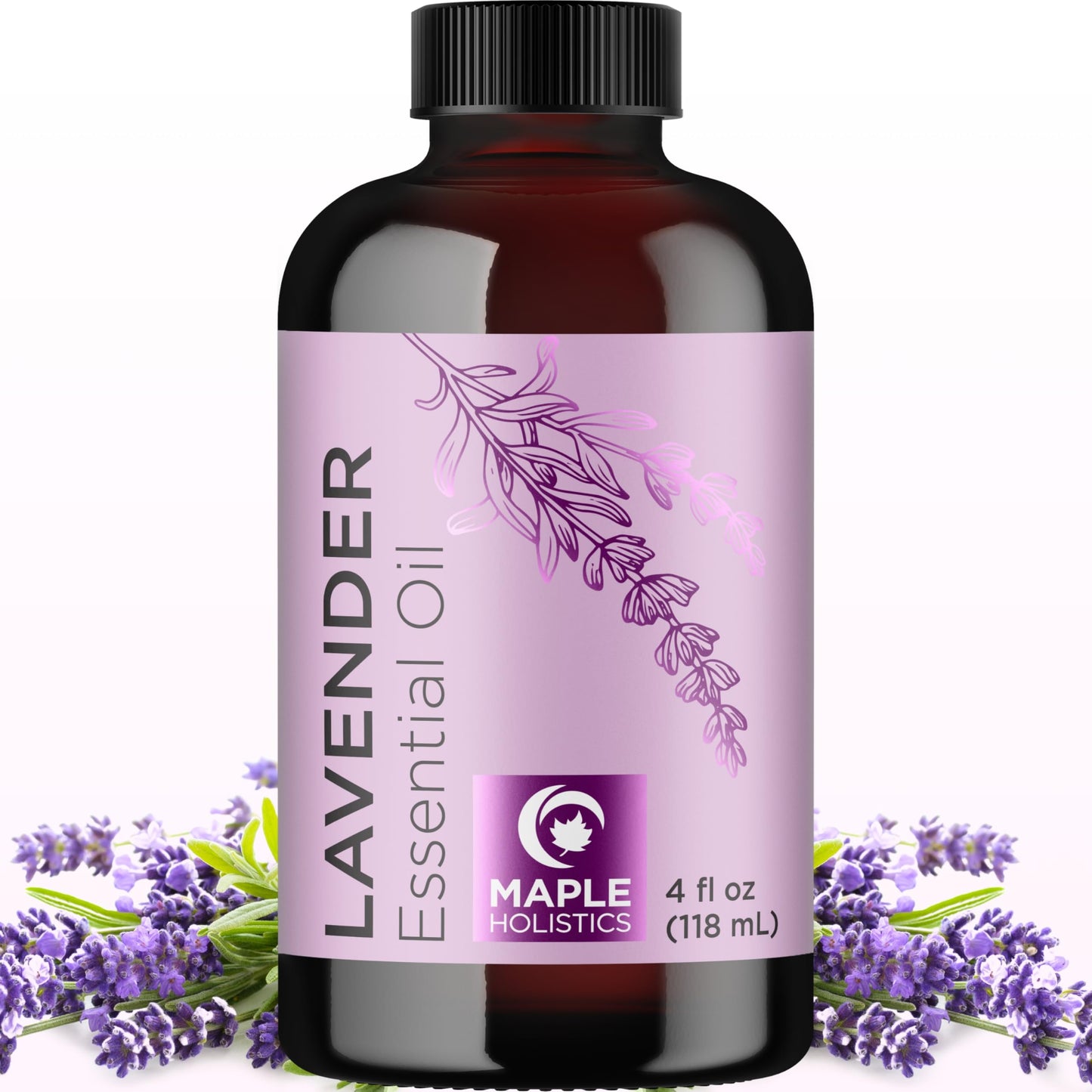 Pure Lavender Essential Oil - Premium Grade 4 fl oz in Glass Bottle | Non-GMO | for Hair, Skin, Nails, Diffusers, Aromatherapy