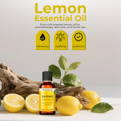 Viva Doria Lemon Essential Oil – 100% Pure, Undiluted, USA 30 mL