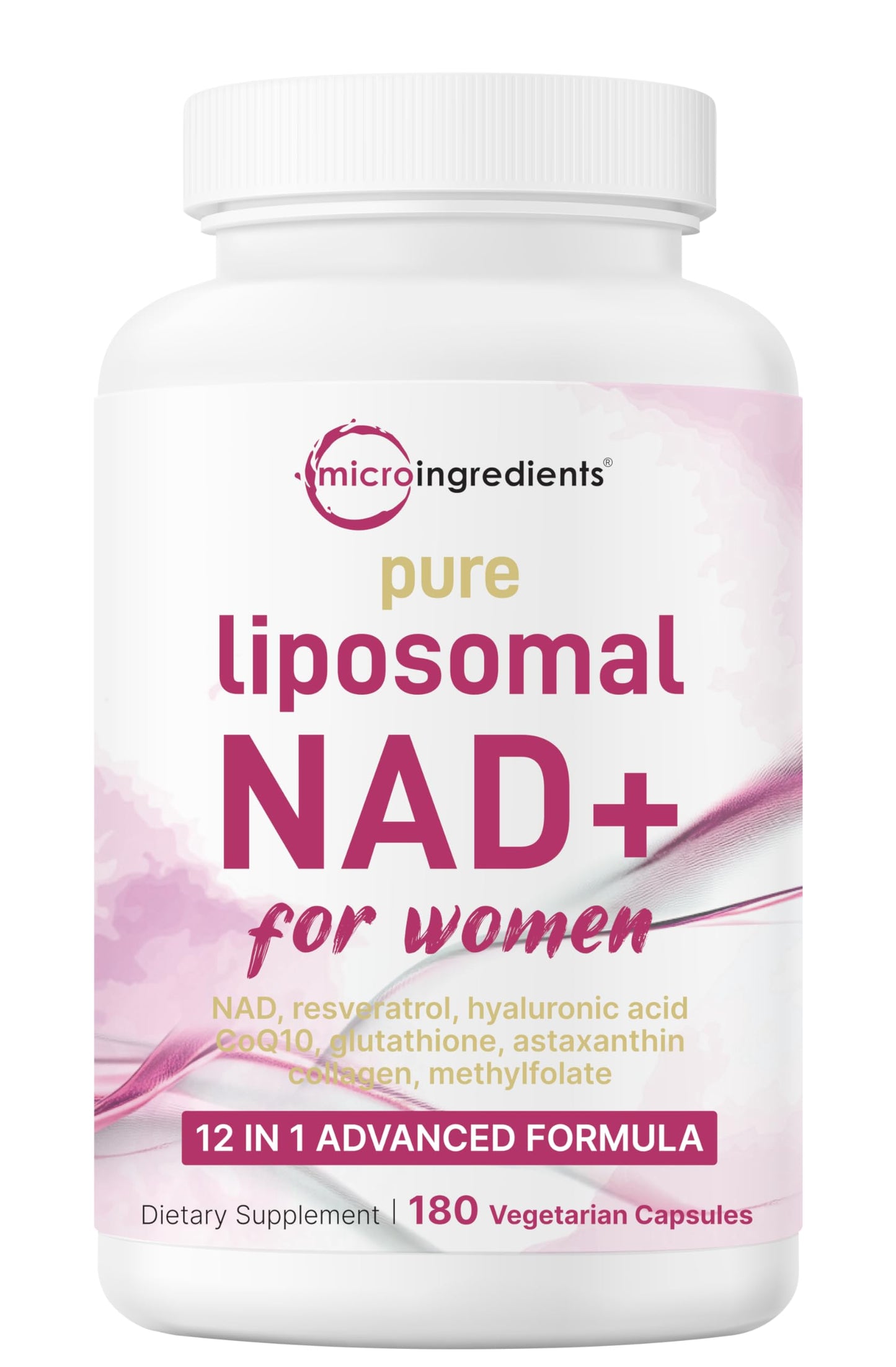 Pure Liposomal NAD+ for Women – 9,000mg, 180 Veggie Capsules | 12-in-1 Anti-Aging & Energy