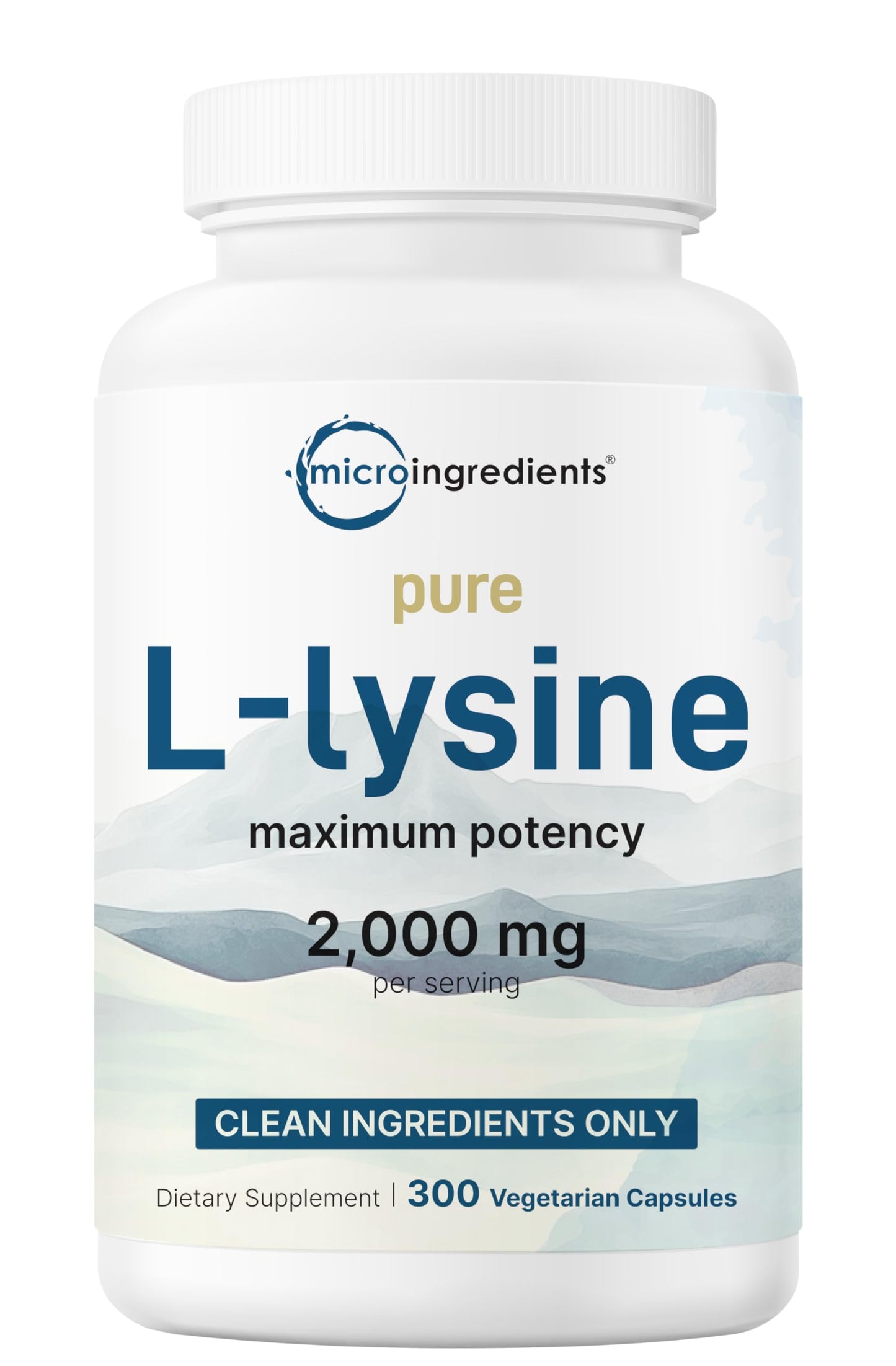 Pure L-Lysine 2,000mg | 300 Veggie Capsules | Maximum Potency, Free Form | Immune, Collagen & Lip Health