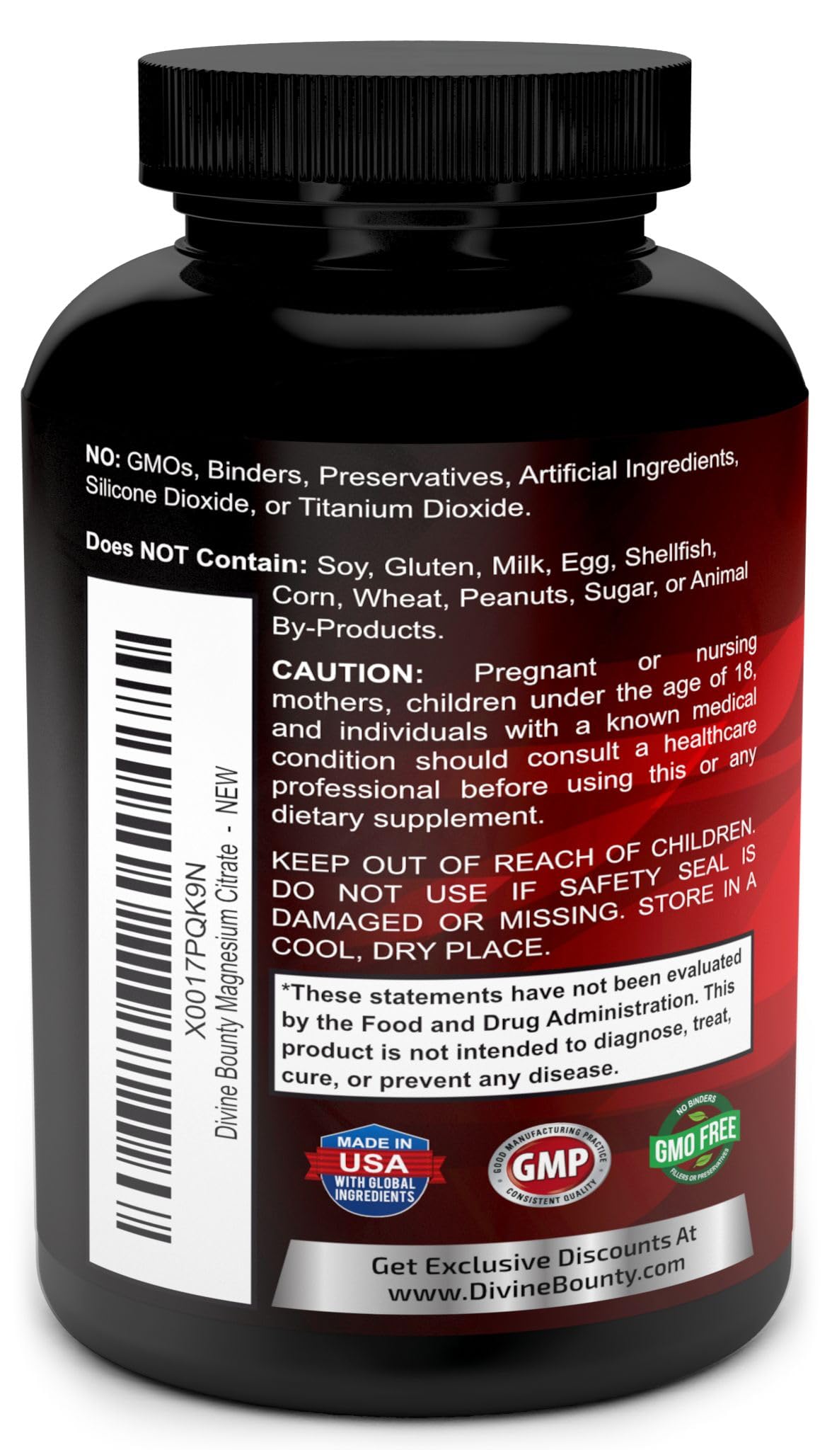 Pure Magnesium Citrate Capsules 1300mg - 120 Vegetarian Capsules