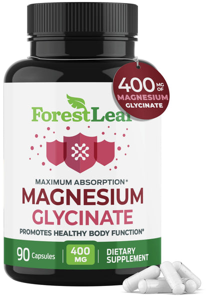 Pure Magnesium Glycinate 400mg – High Absorption, 90 Capsules