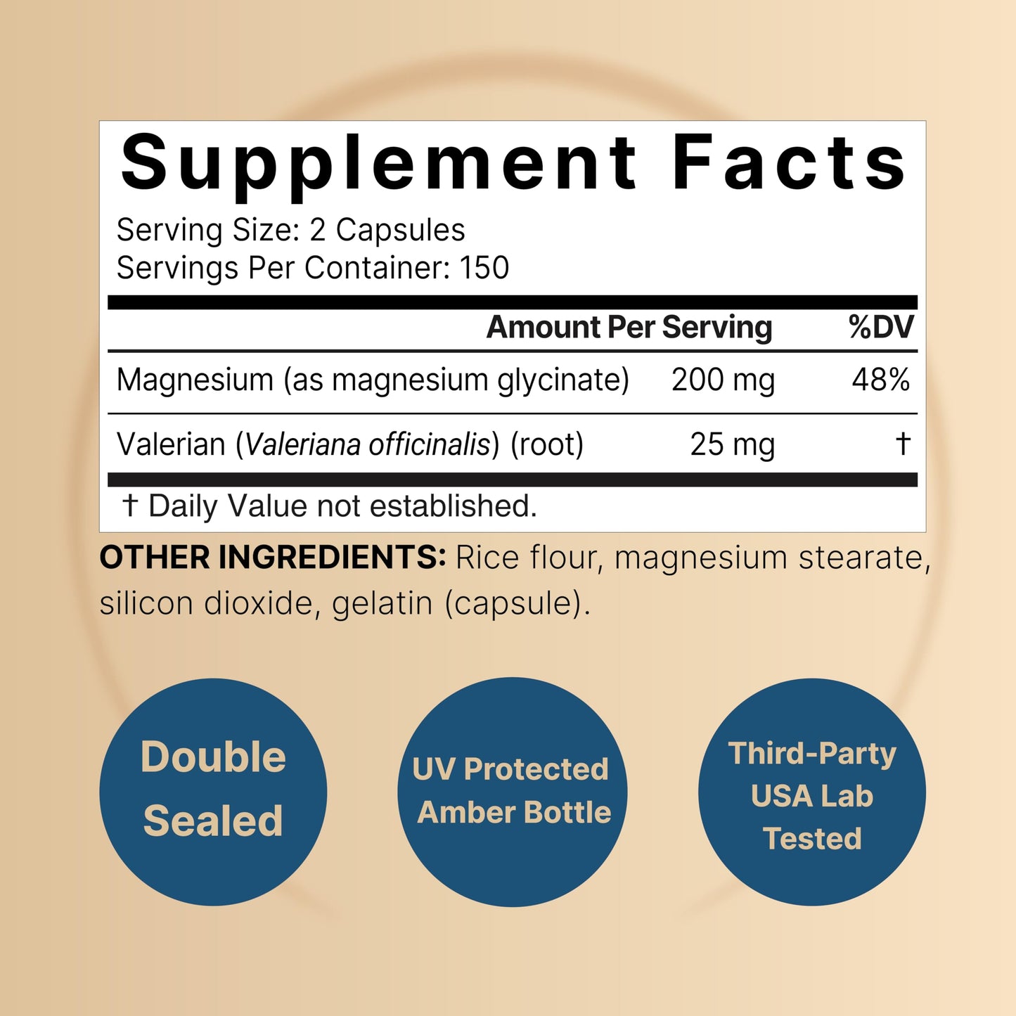Magnesium Glycinate 200mg with Valerian – 300 Capsules | Chelated, High Absorption, Non-GMO, Gluten Free