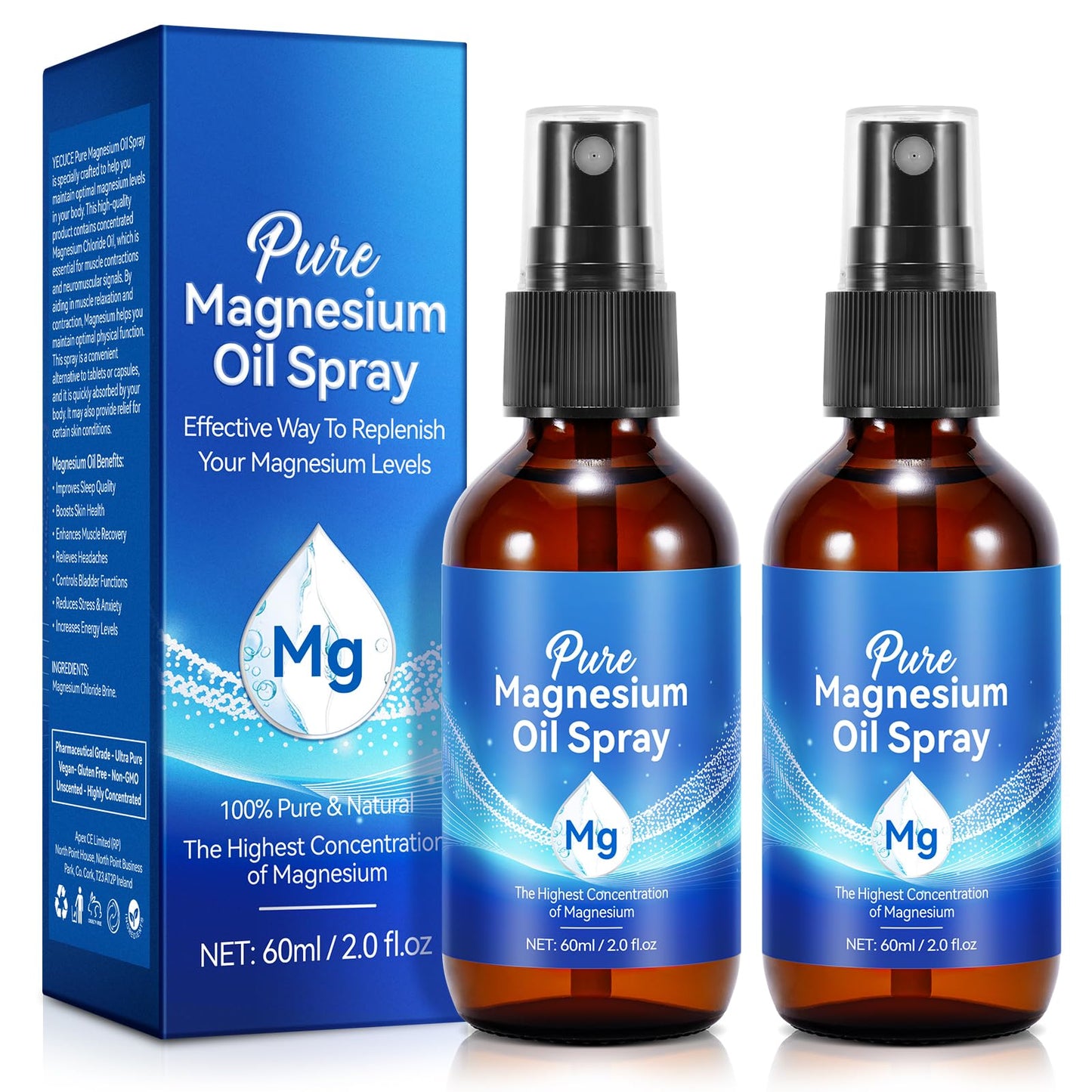 Pure Magnesium Oil Spray - Concentrated Magnesium Chloride, 4 oz