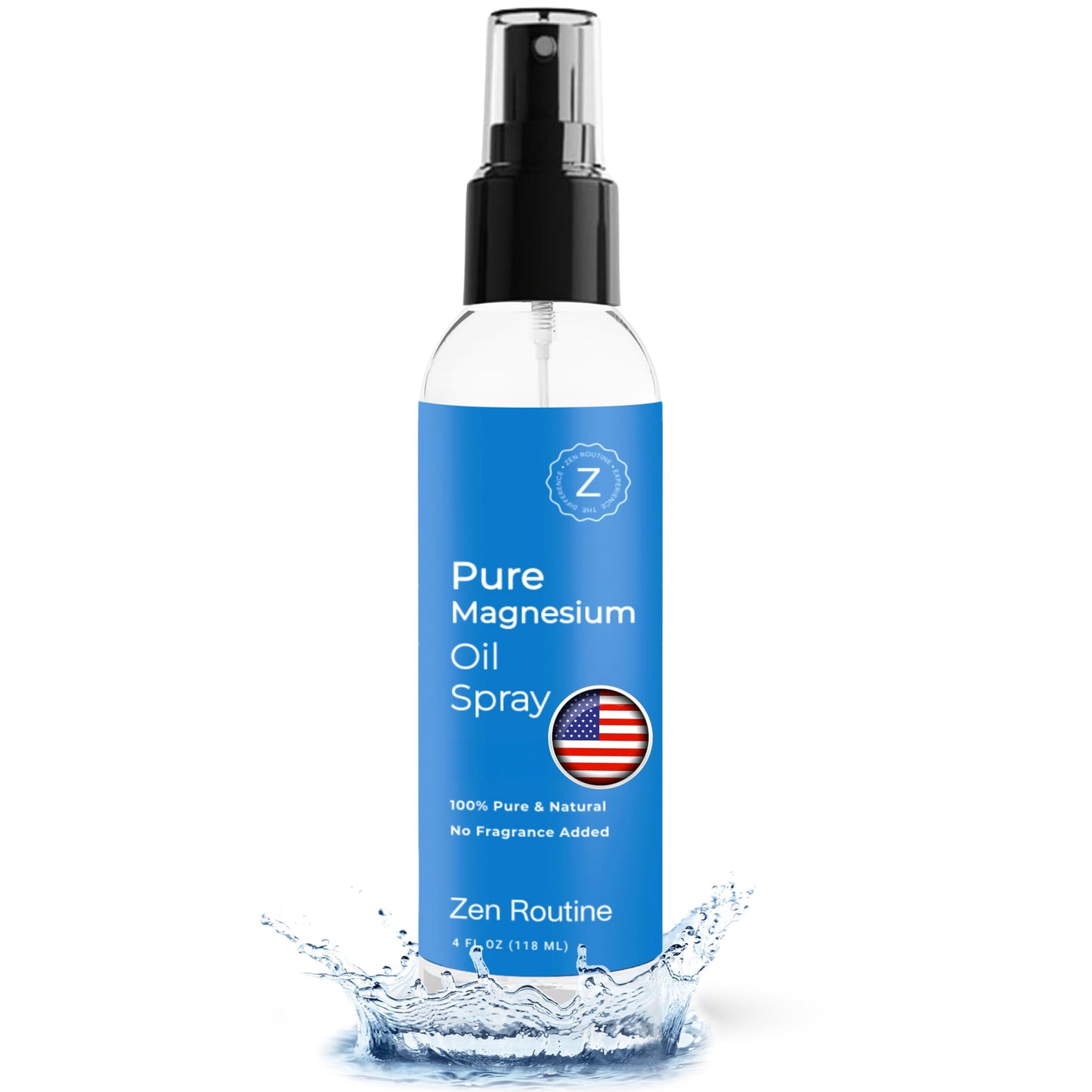 Pure Magnesium Oil Spray – 4oz (Single) Organic USP Grade, Topical Magnesium Spray for Feet, Leg Cramps, Weight Management, Aceite de Magnesio, Natural Salt & Ancient Minerals – Made in The USA