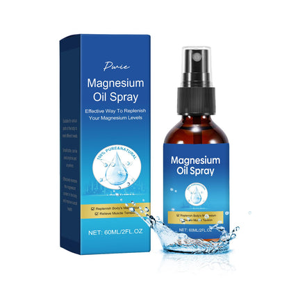 Pure Magnesium Oil Spray – Foot & Body Care, 60ml Leak-Proof Portable Bottle