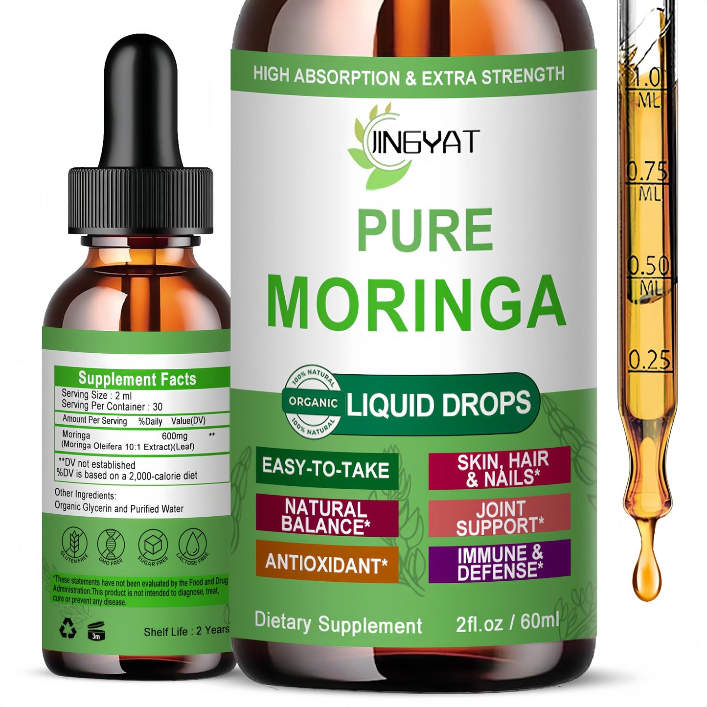 Pure Moringa Liquid Drops - Organic Moringa Oleifera, Immune & Energy