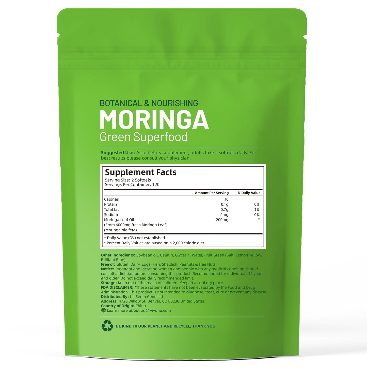 Pure Moringa Capsules 6000mg | 120 Day Supply | Liposomal 98% Absorption