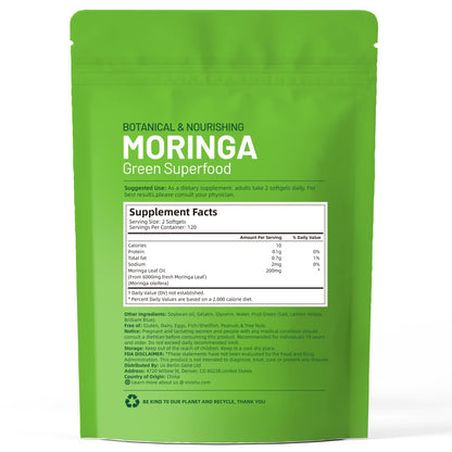 Pure Moringa Capsules 6000mg | 120 Day Supply | Liposomal 98% Absorption