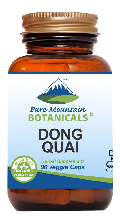 Pure Mountain Botanicals Dong Quai Capsules – 500mg Organic Dong Quai Root, Kosher & Vegan