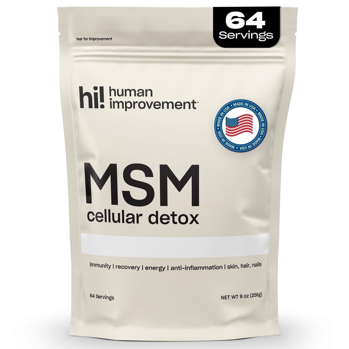 Pure MSM Powder | 99.9% Pure Organic Sulfur | Skin, Hair & Nails Support | Made in USA