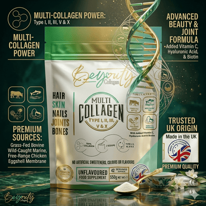 Multi 5 Types Collagen Hydrolysed Peptides TYPE I, II, III, V & X - 550G BeYouty Collagen™