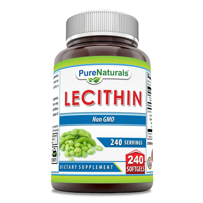 Pure Naturals Lecithin 1200 mg Softgels – High Potency, Non-GMO, Gluten Free (240 Count)