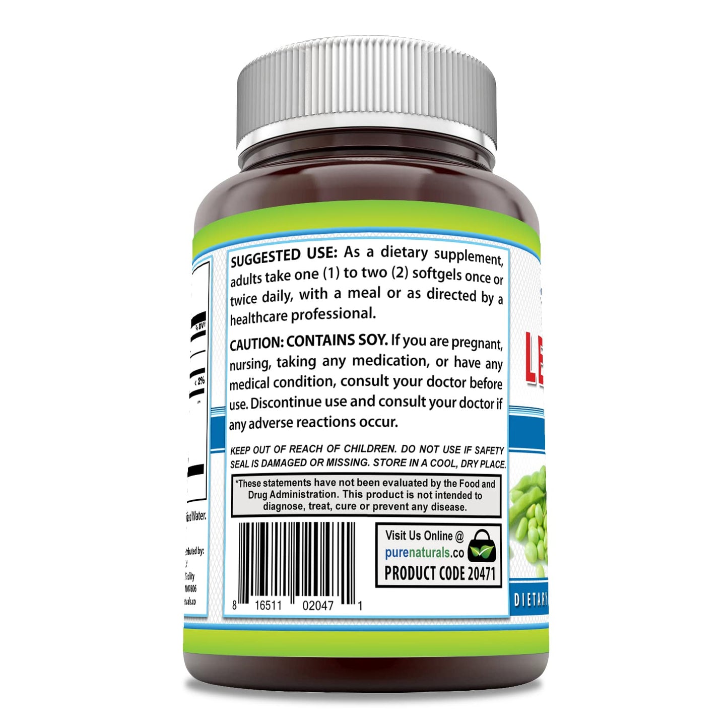 Pure Naturals Lecithin 1200 mg Softgels – High Potency, Non-GMO, Gluten Free (240 Count)