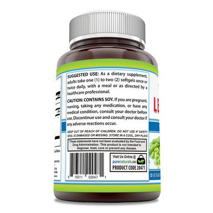 Pure Naturals Lecithin 1200 mg Softgels – High Potency, Non-GMO, Gluten Free (240 Count)