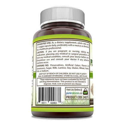 Pure Naturals Psyllium Husk Supplement | 750 Mg Per Serving | Veggie Capsules | Non-GMO | Gluten-Free | Made in USA (120 Count)