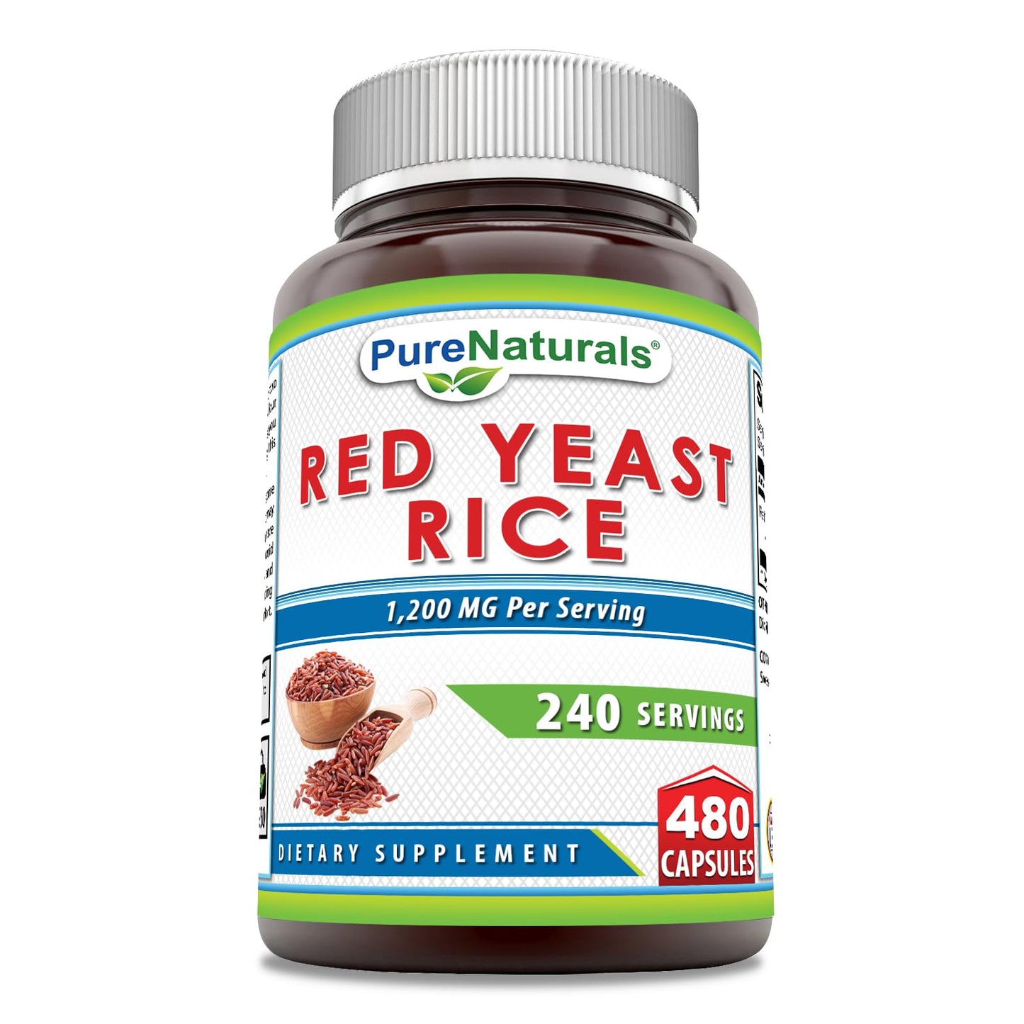 Pure Naturals Red Yeast Rice 1200 mg per Serving – 480 Capsules | Non-GMO, Gluten Free, Made in USA