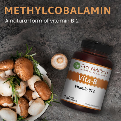 Pure Nutrition Vitamin B12 1500mcg Methylcobalamin | 120 Veg Tabs | Non-GMO
