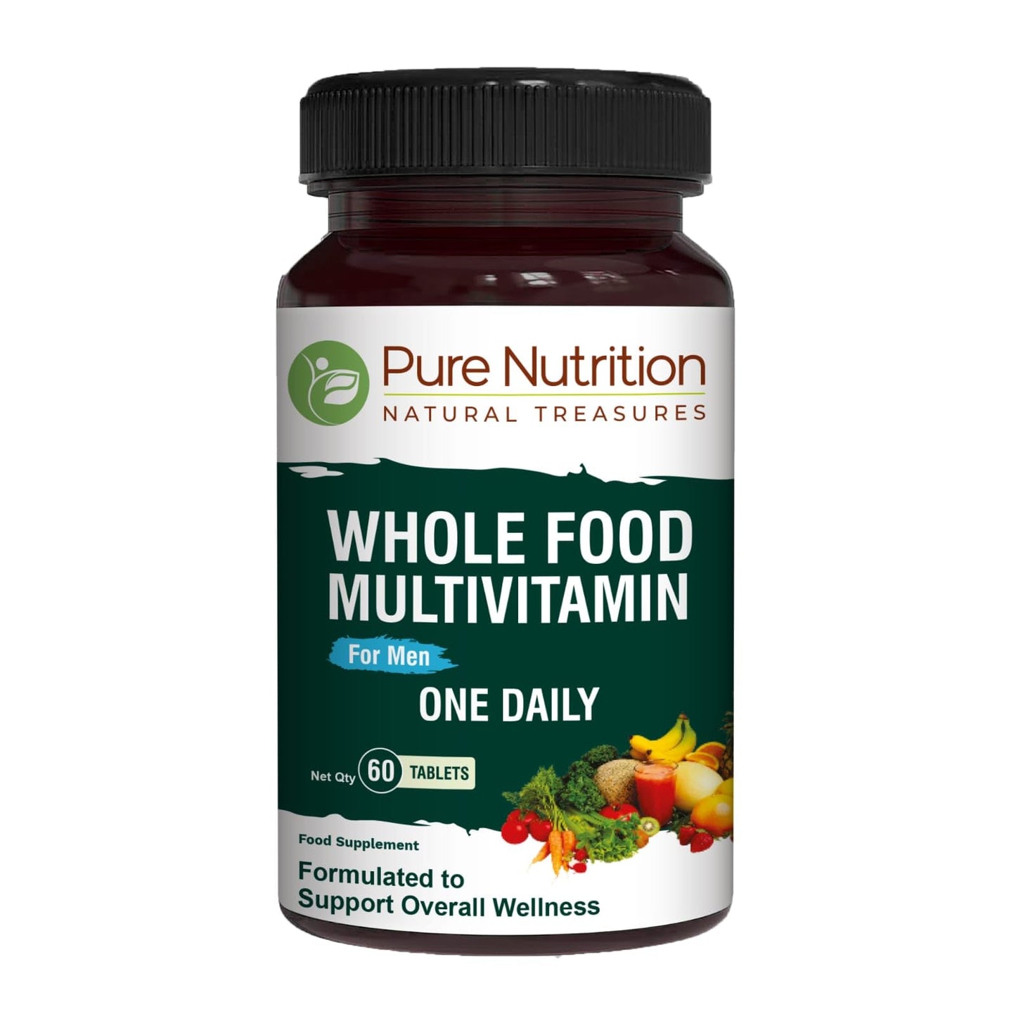 Pure Nutrition Whole Food Multivitamin for Men – 60 Tablets, One-A-Day, 24 Vitamins, 2 Months Supply